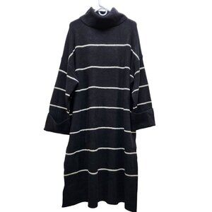 Ava & Viv Size 2X Black & White Striped Turtleneck Sweater Dress